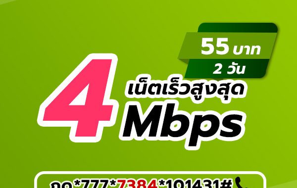 เน็ตวันทูคอล 55 บาท 2 วัน